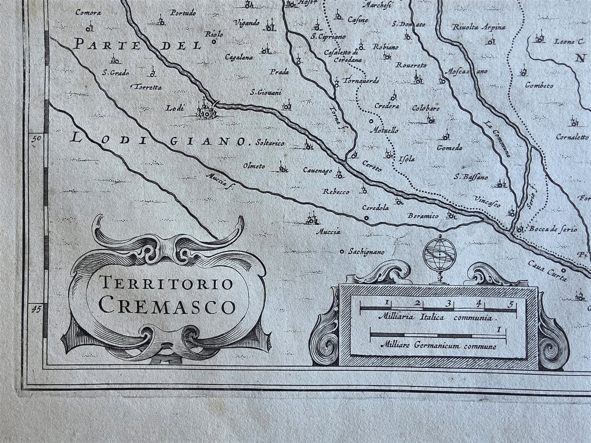 1640s MAP of Cremasco & Il Cadorino ITALY antique by Johannes Janssonius