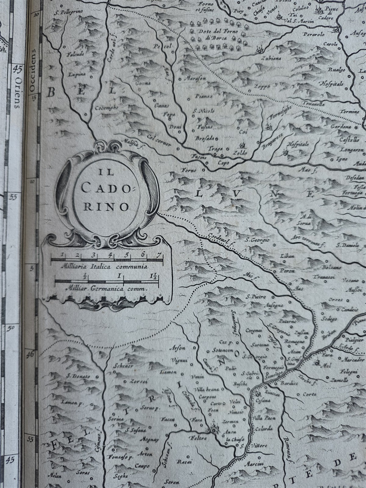 1640s MAP of Cremasco & Il Cadorino ITALY antique by Johannes Janssonius