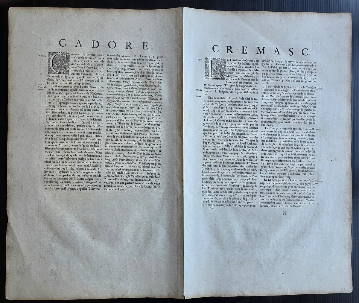 1640s MAP of Cremasco & Il Cadorino ITALY antique by Johannes Janssonius