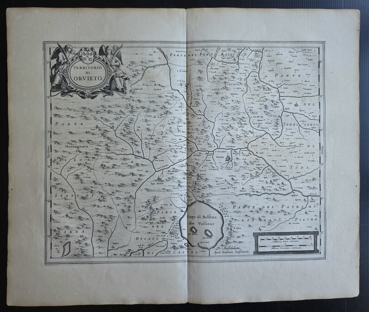 1640s MAP of region of Orvieto ITALY antique by Johannes Janssonius