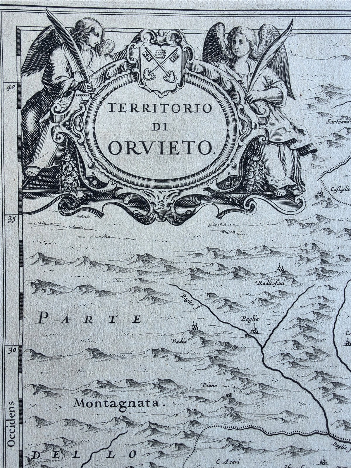 1640s MAP of region of Orvieto ITALY antique by Johannes Janssonius
