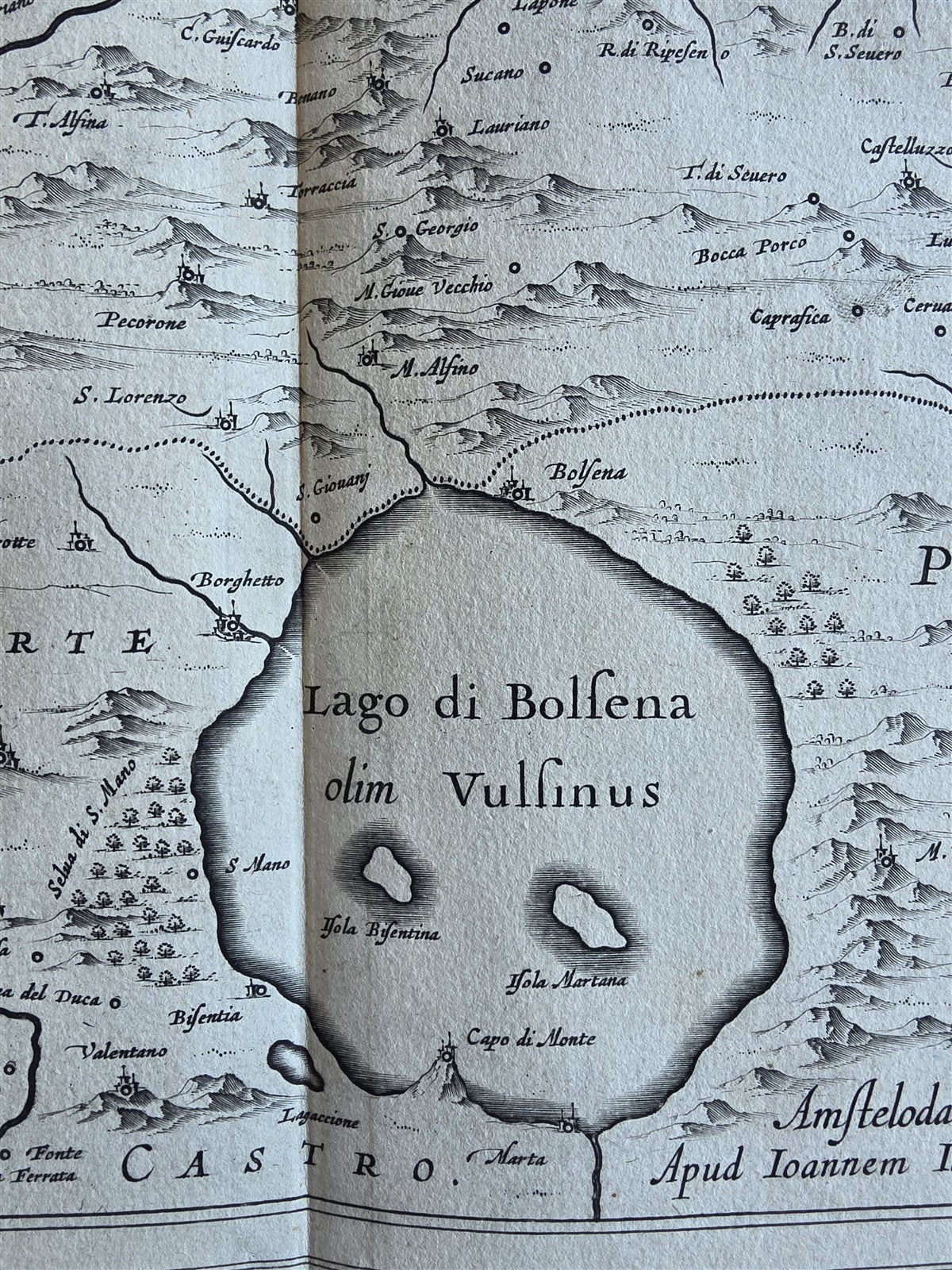 1640s MAP of region of Orvieto ITALY antique by Johannes Janssonius