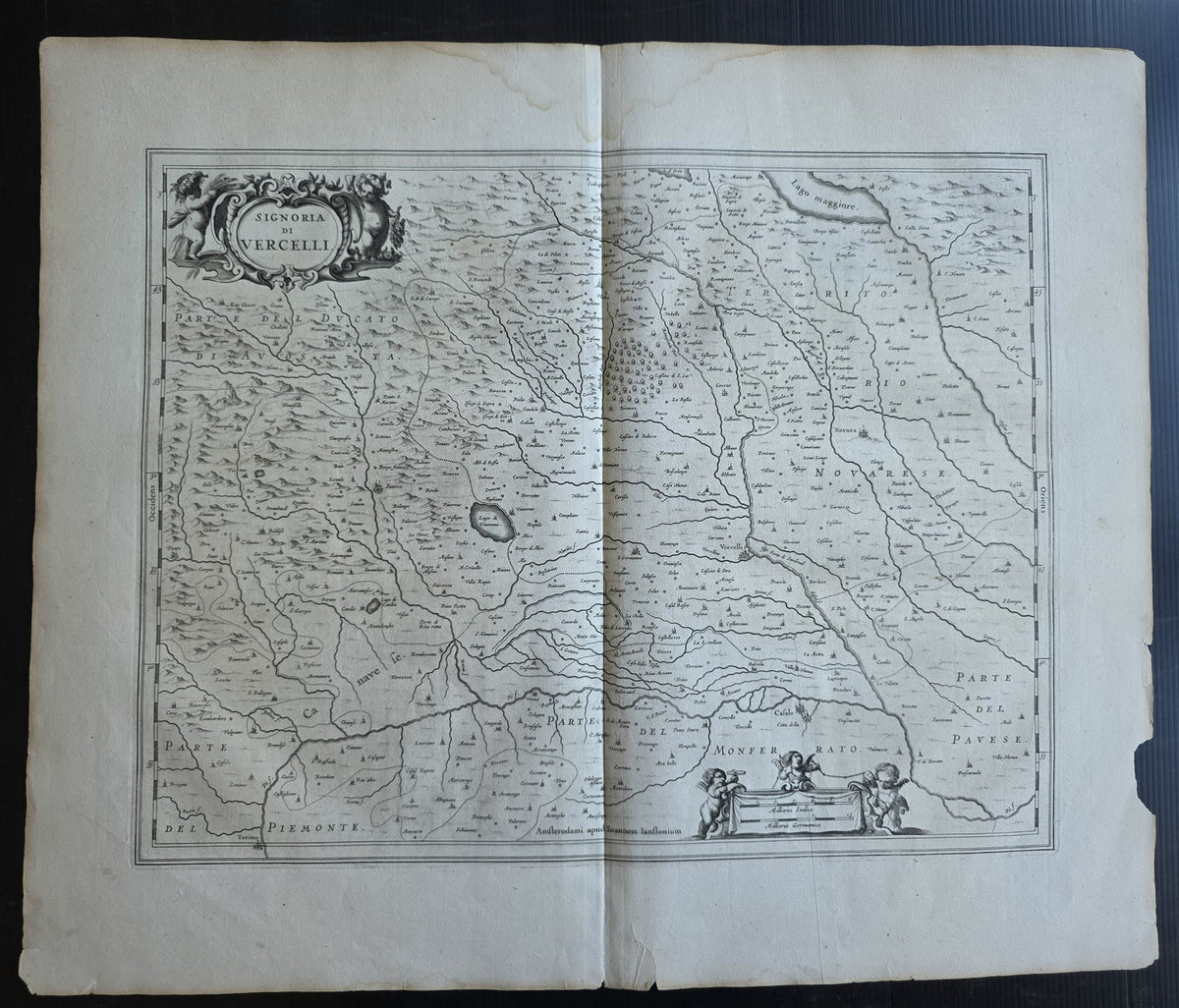 1640s MAP of Lordship of Vercelli ITALY antique by Johannes Janssonius