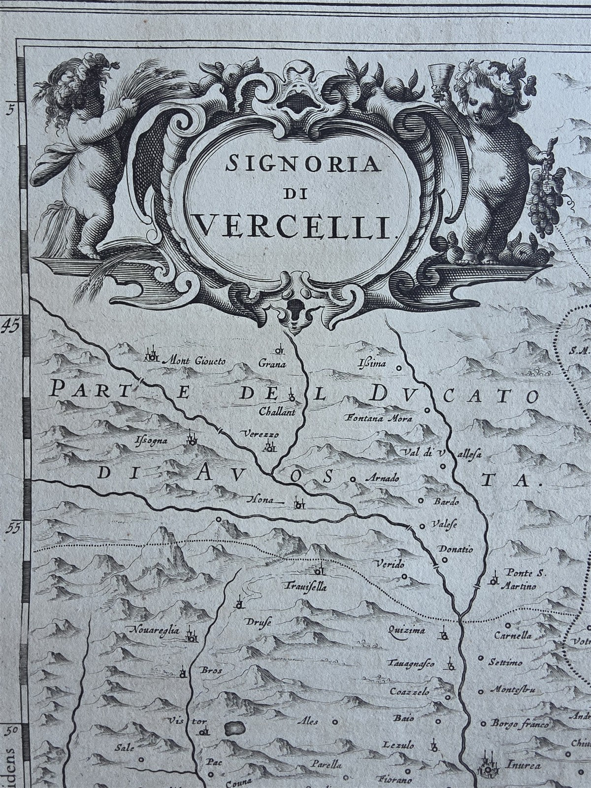 1640s MAP of Lordship of Vercelli ITALY antique by Johannes Janssonius
