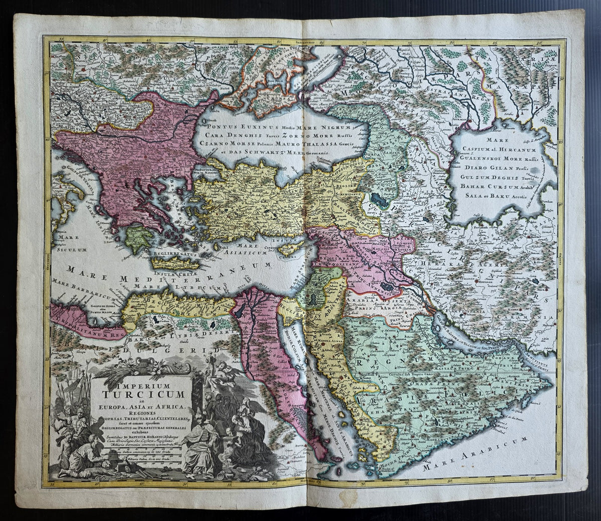 1720 MAP of TURKEY antique OTTOMAN EMPIRE in Europe, Asia, et Africa