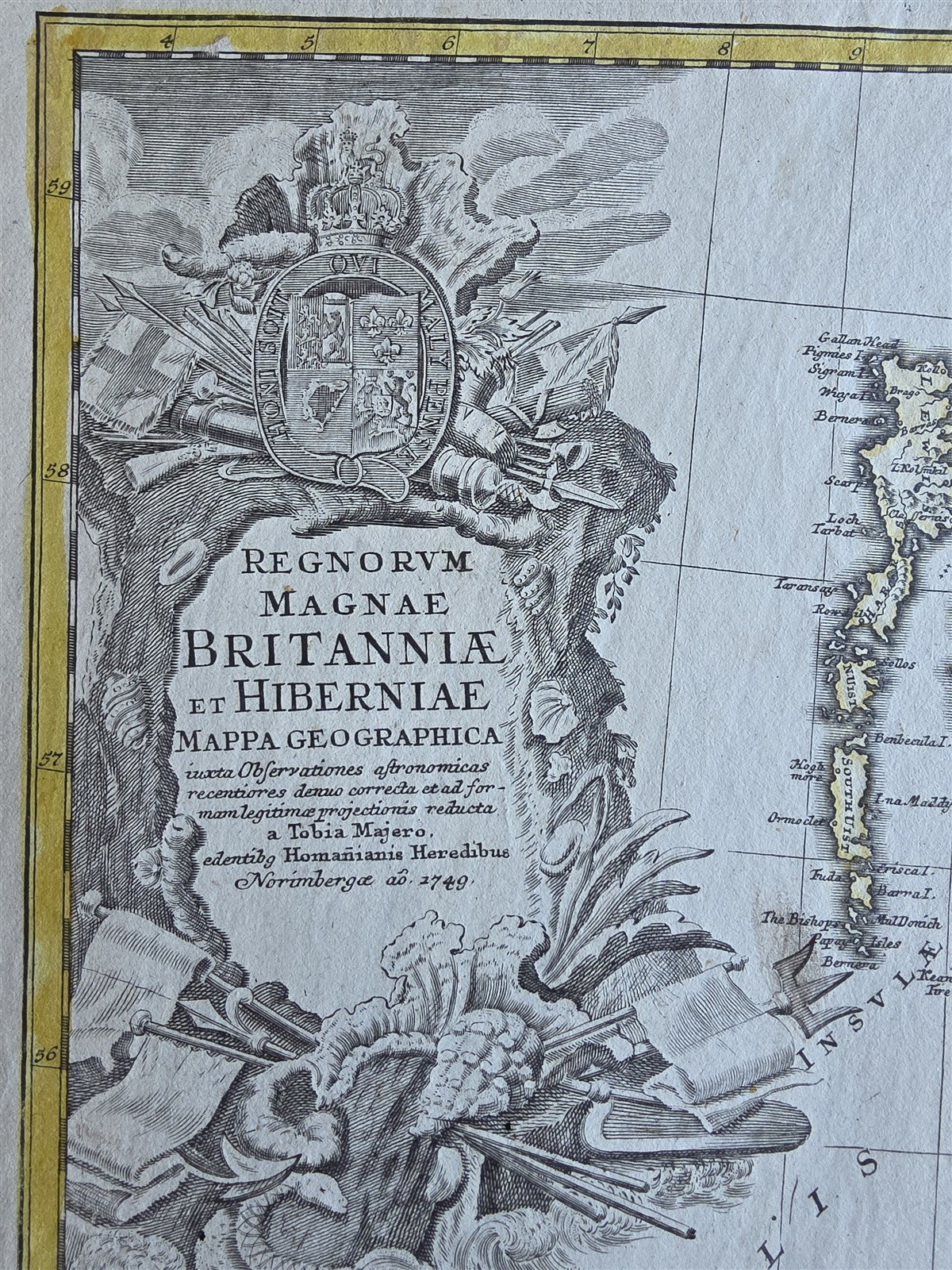 1740 MAP of ENGLAND antique Regnorum Magnae Britanniae by HOMANN HEIRS