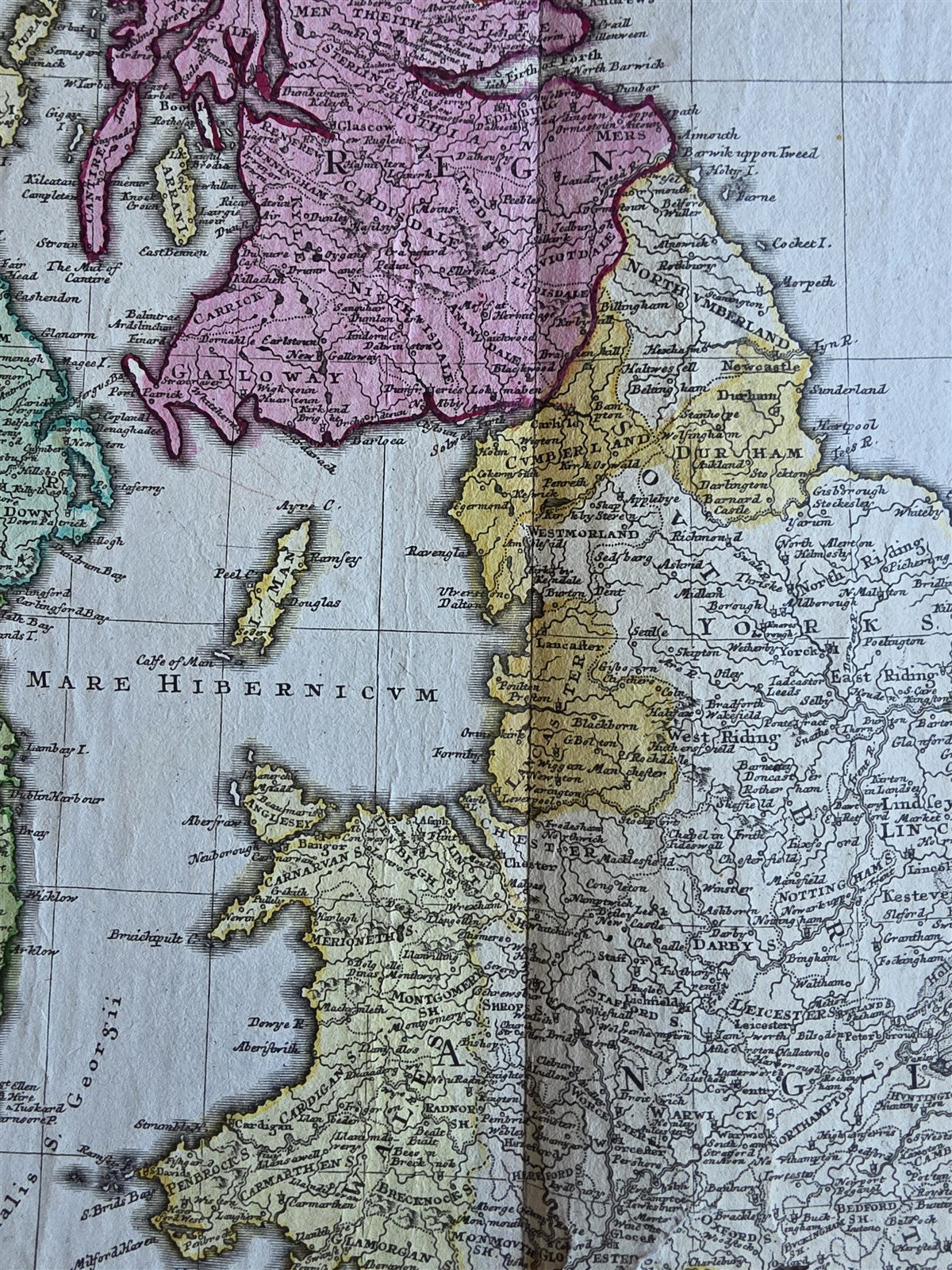 1740 MAP of ENGLAND antique Regnorum Magnae Britanniae by HOMANN HEIRS