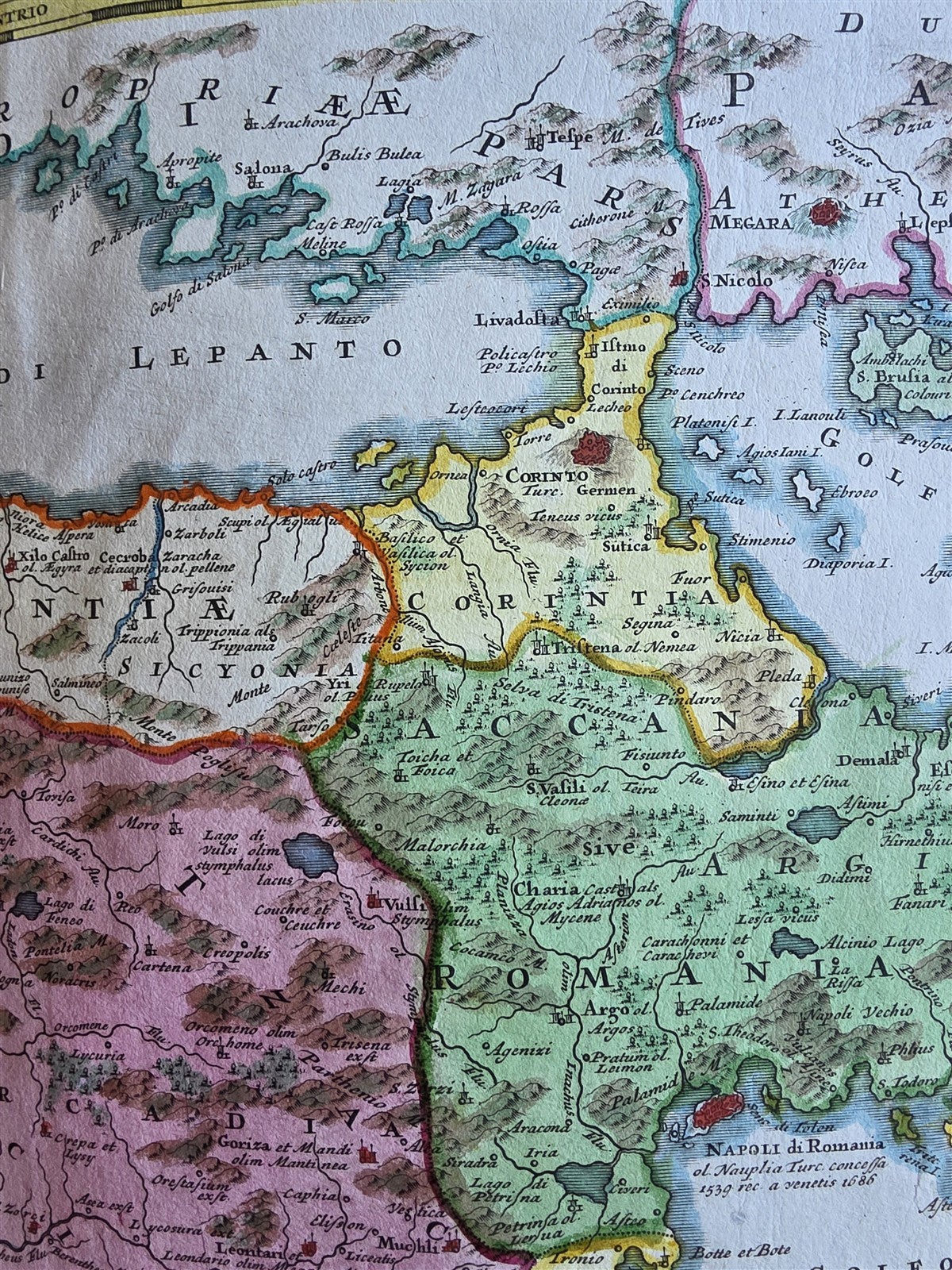 1740 MAP of GREECE Peloponesus hodie Moreae Regnum Johann Baptist HOMANN antique