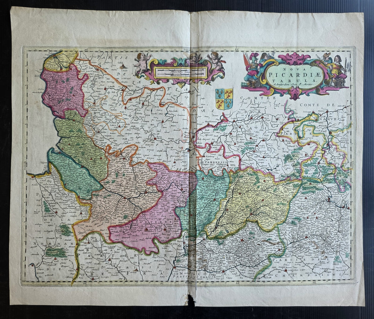 1700 MAP of PICARDY FRANCE antique Nova Picardiae Tabula by P. Mortier
