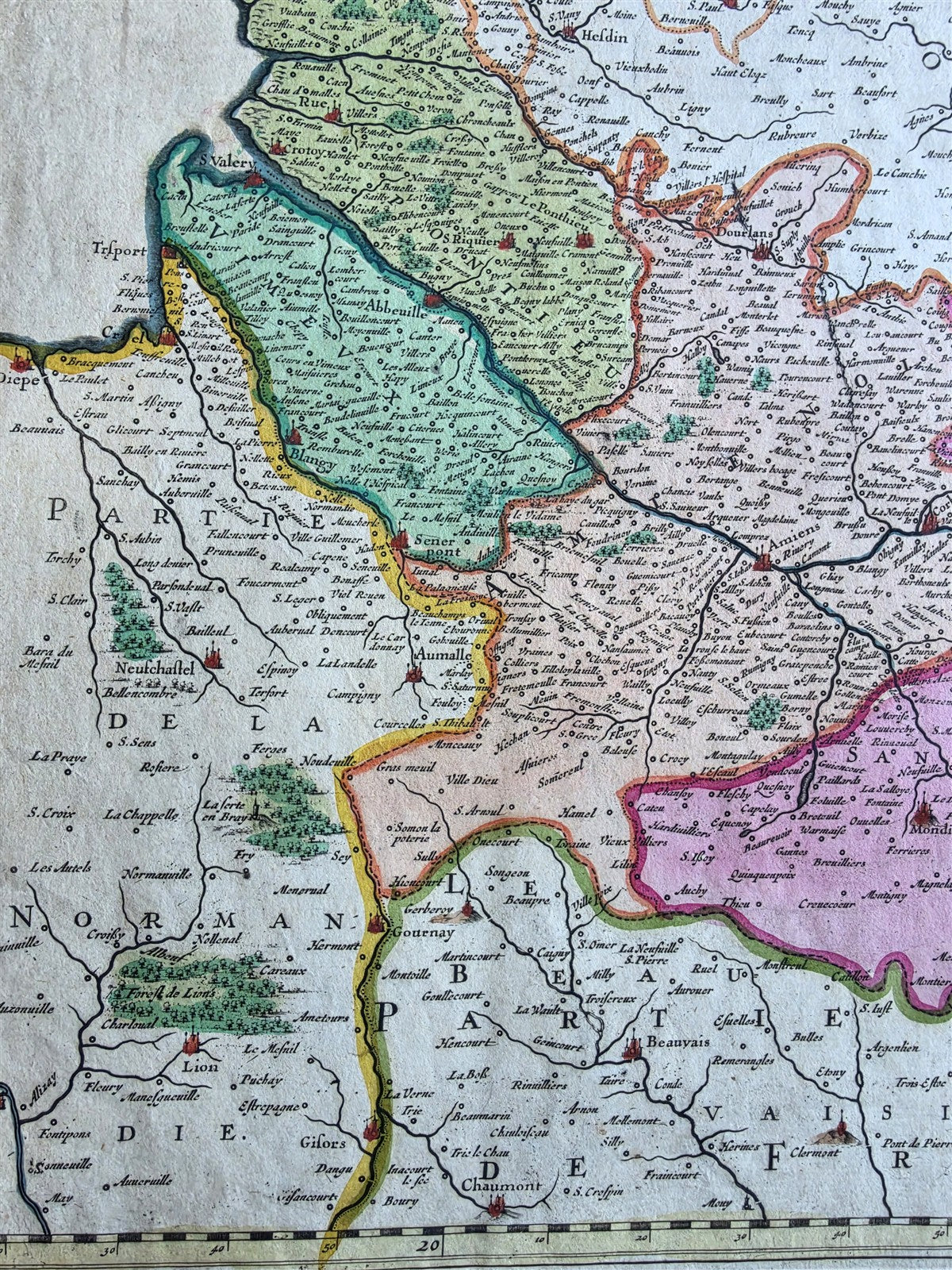 1700 MAP of PICARDY FRANCE antique Nova Picardiae Tabula by P. Mortier