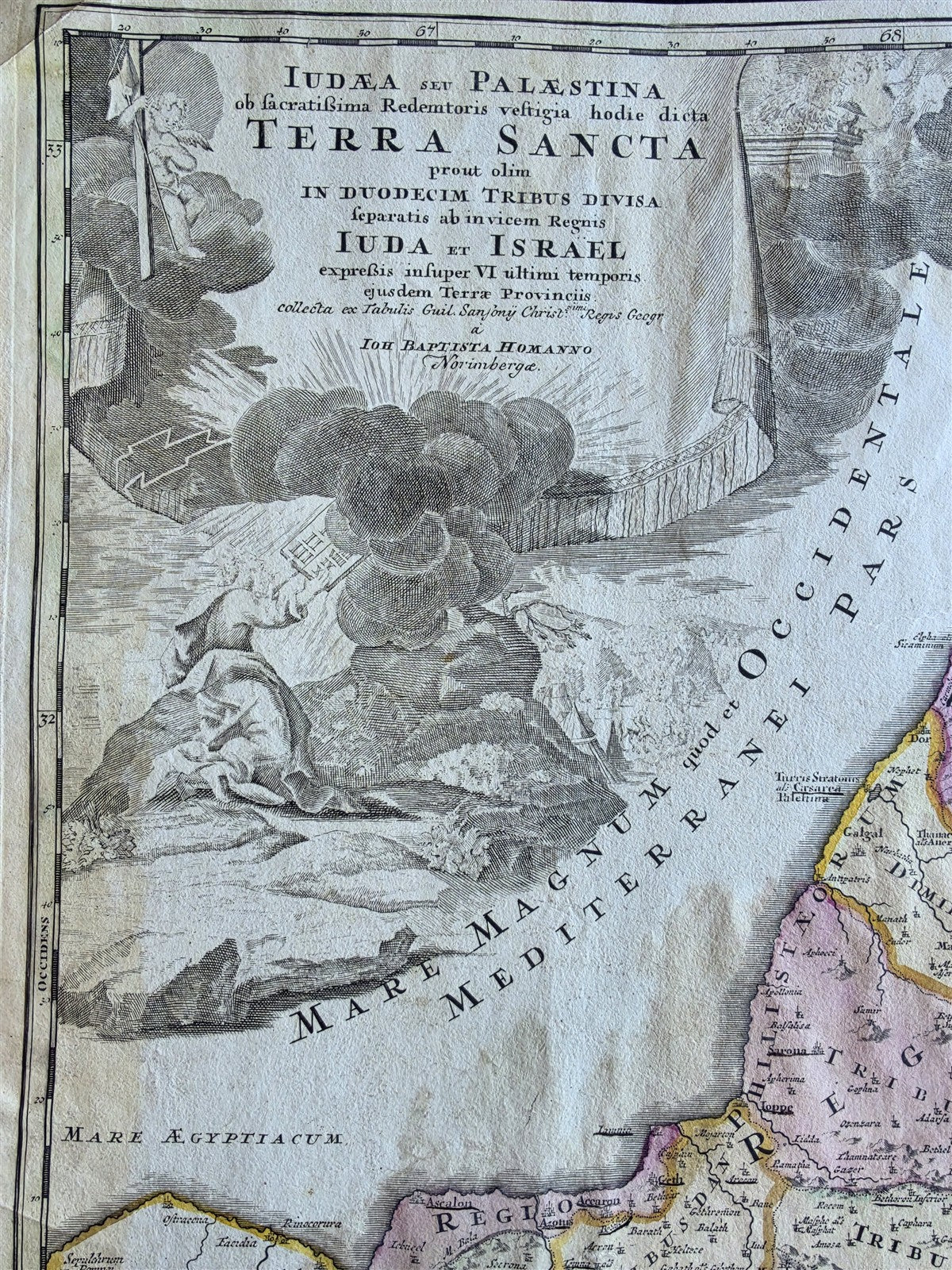 1710 MAP of HOLY LAND antique Iudaea seu Palaestina Terra Sancta by J. Homann