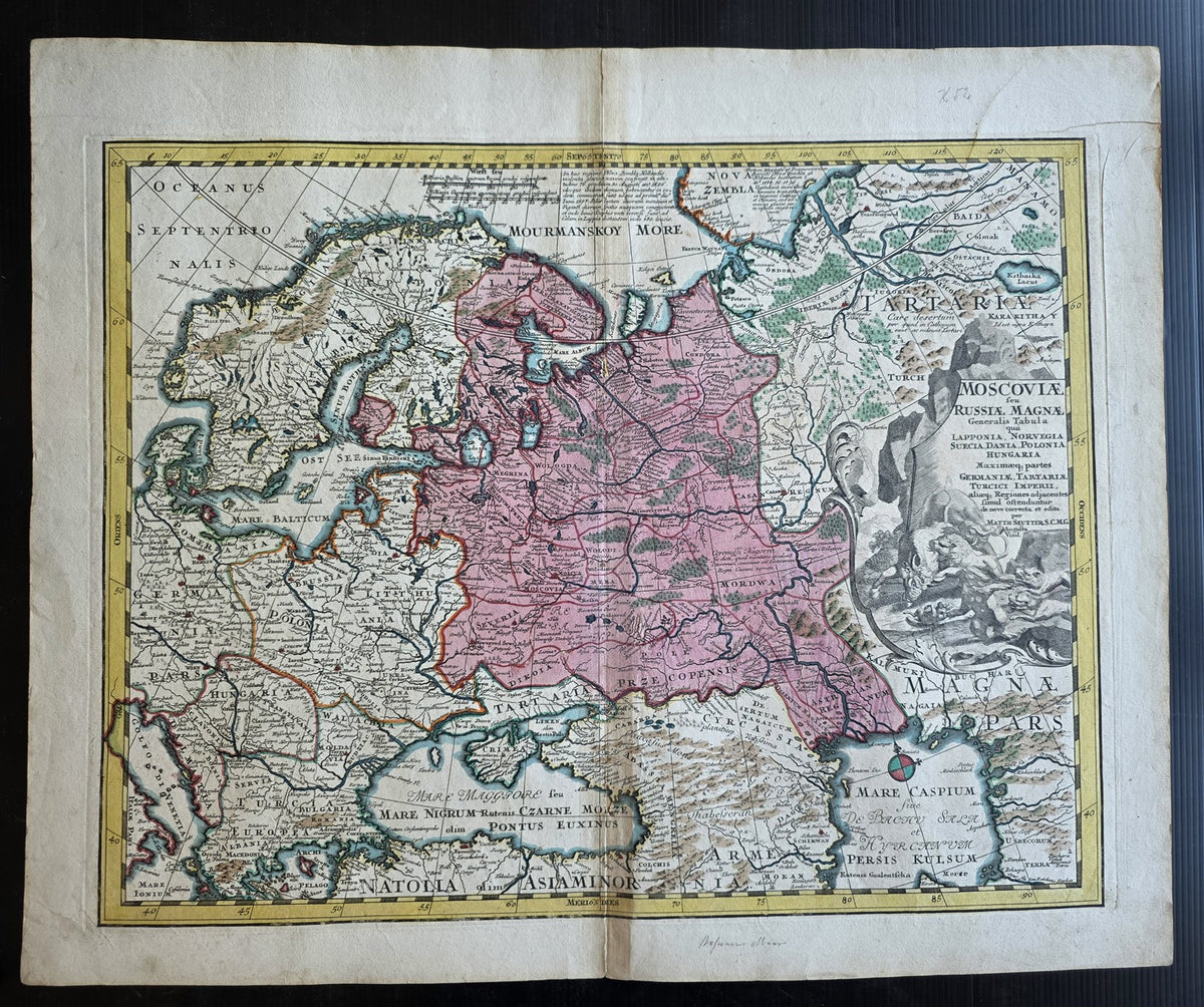 1730 MAP of RUSSIA antique Moscoviae seu Russiae Magnae Generalis Tabula