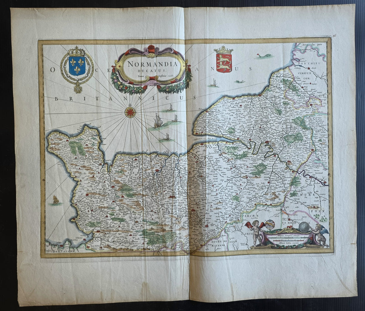 1690 MAP of NORMANDY FRANCE by Johannes Janssonius antique