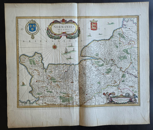 1690 MAP of NORMANDY FRANCE by Johannes Janssonius antique