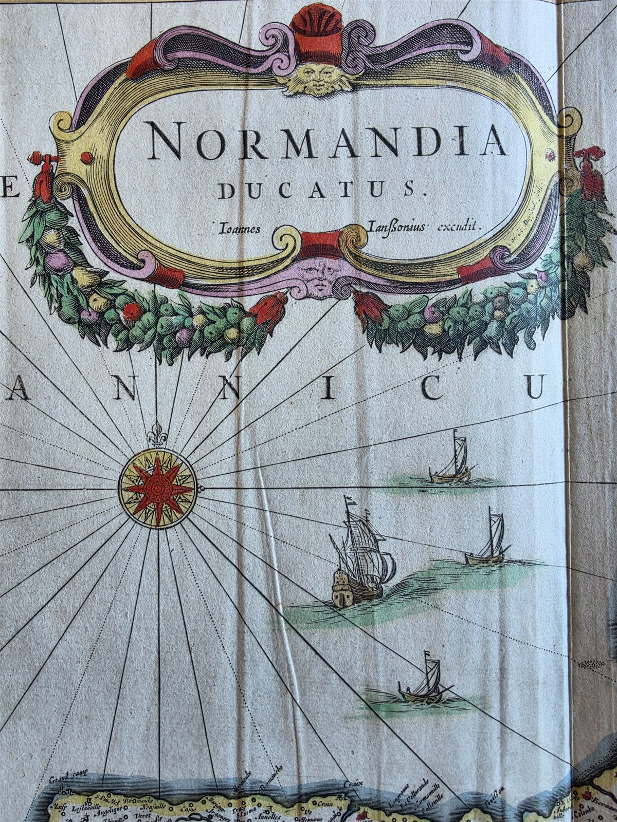 1690 MAP of NORMANDY FRANCE by Johannes Janssonius antique