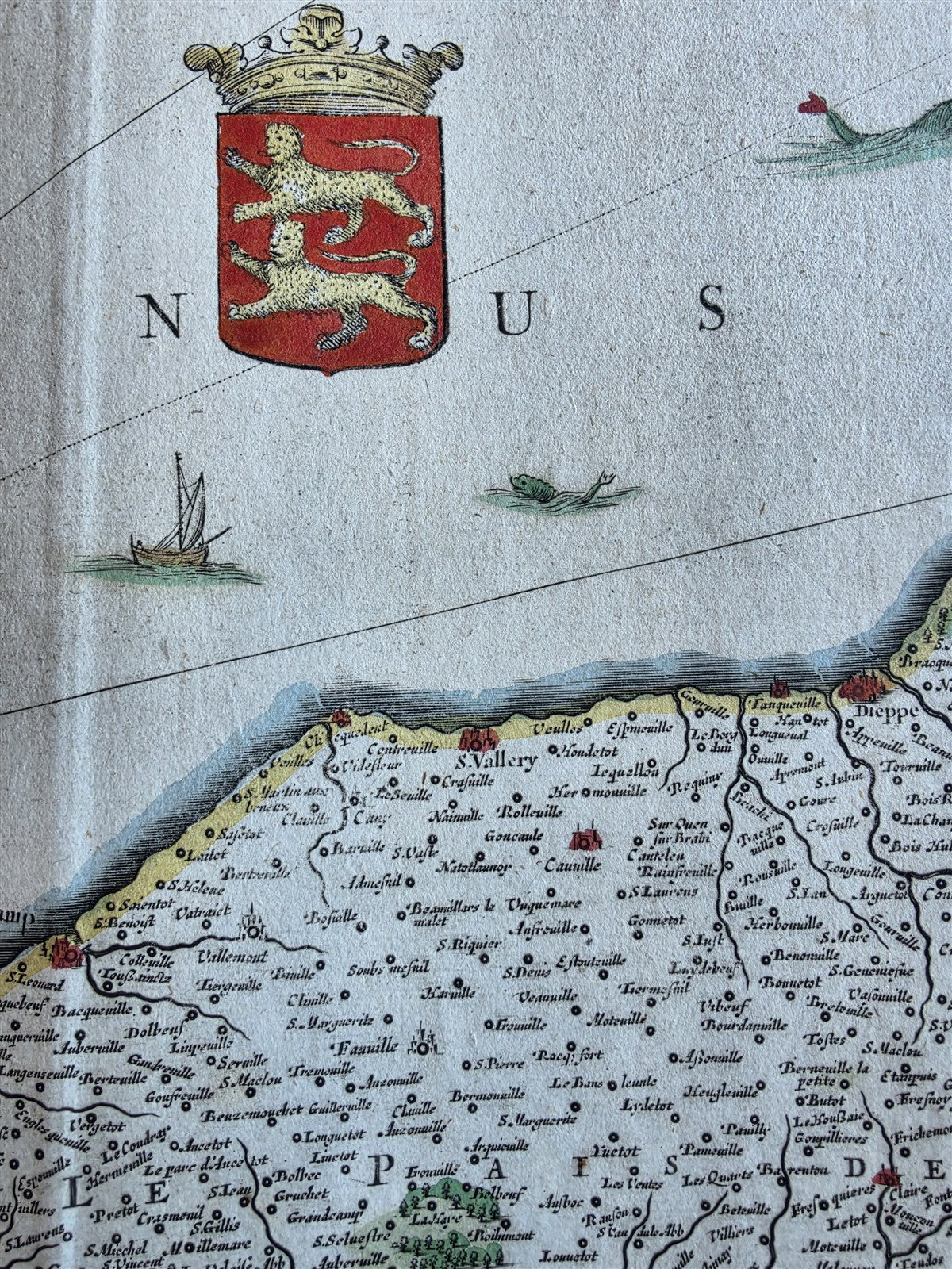 1690 MAP of NORMANDY FRANCE by Johannes Janssonius antique