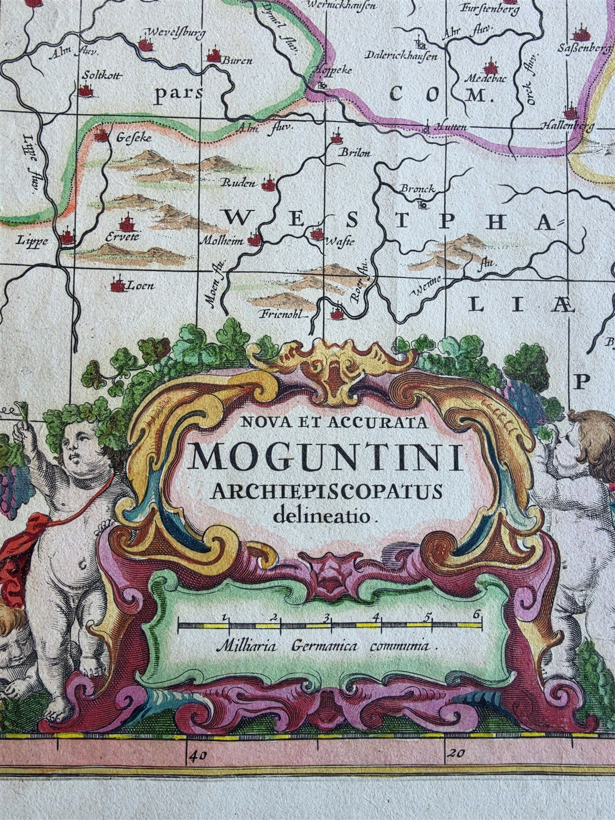 1650 MAP of MAINZ GERMANY Nova et accurata Moguntini Archiepiscopatus ANTIQUE