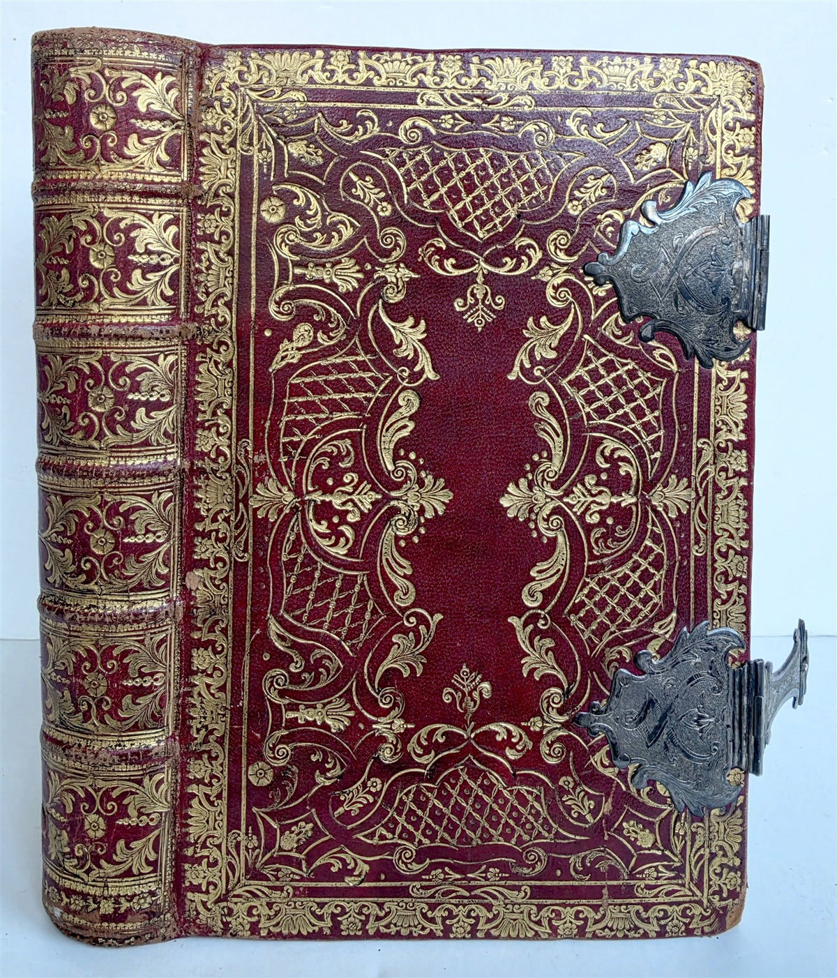 1733 AMAZING VATICAN BINDING w/ SILVER CLASPS illustrated ANTIQUE