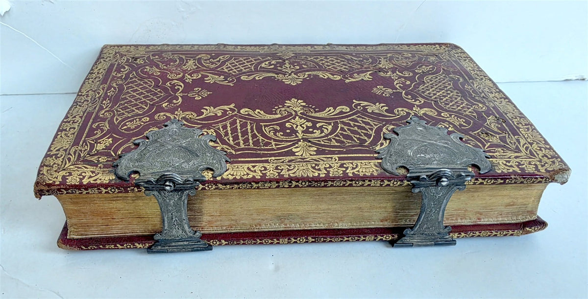 1733 AMAZING VATICAN BINDING w/ SILVER CLASPS illustrated ANTIQUE