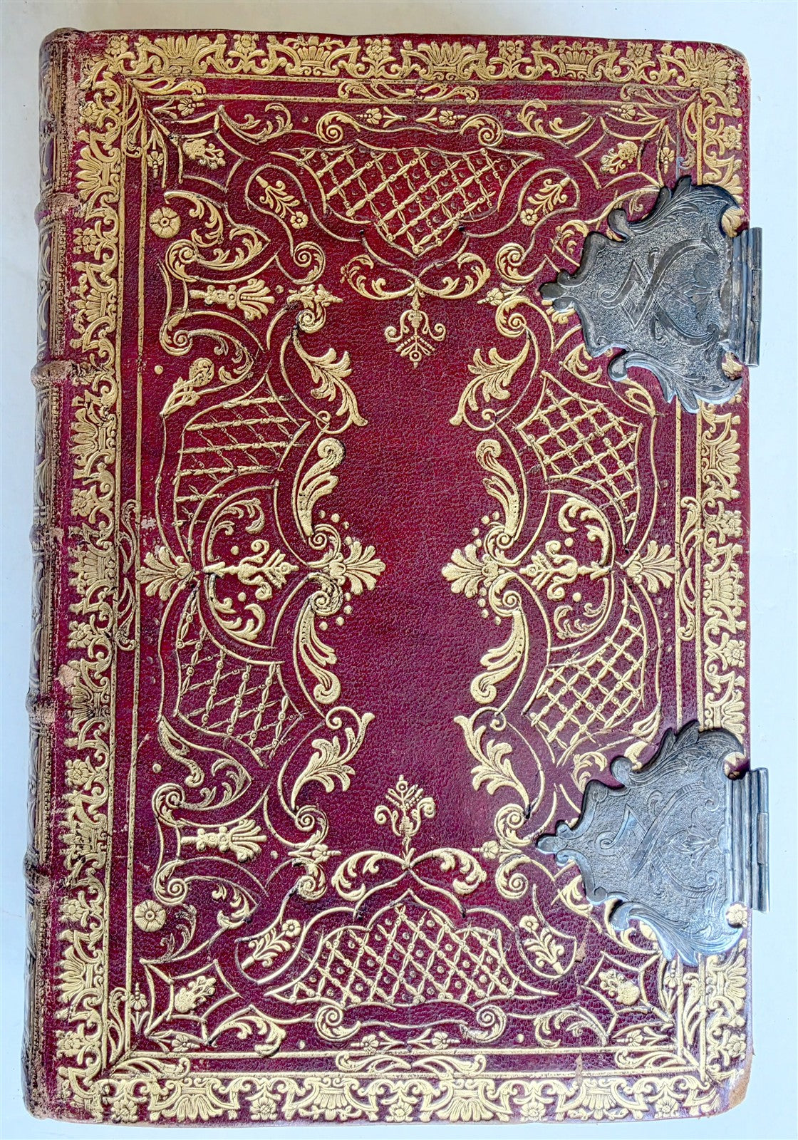 1733 AMAZING VATICAN BINDING w/ SILVER CLASPS illustrated ANTIQUE