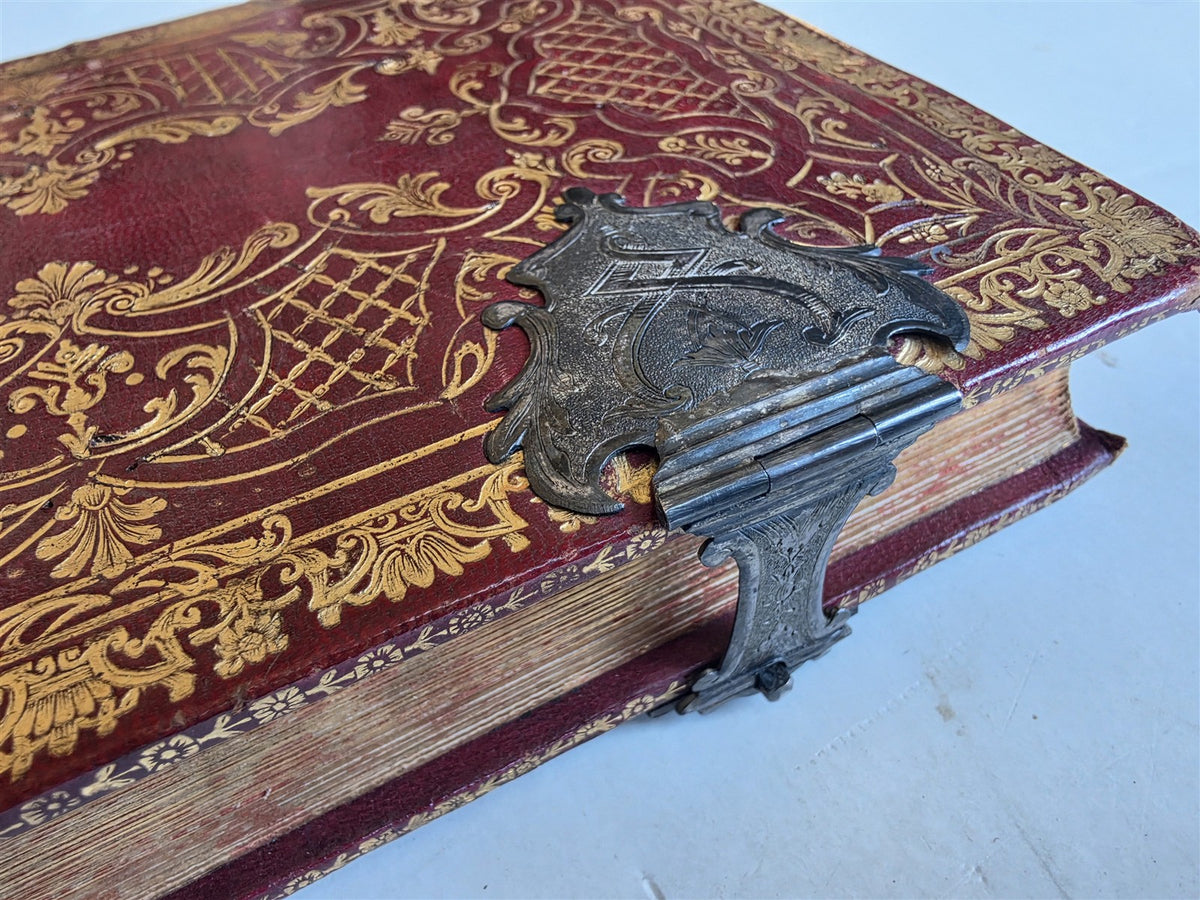 1733 AMAZING VATICAN BINDING w/ SILVER CLASPS illustrated ANTIQUE