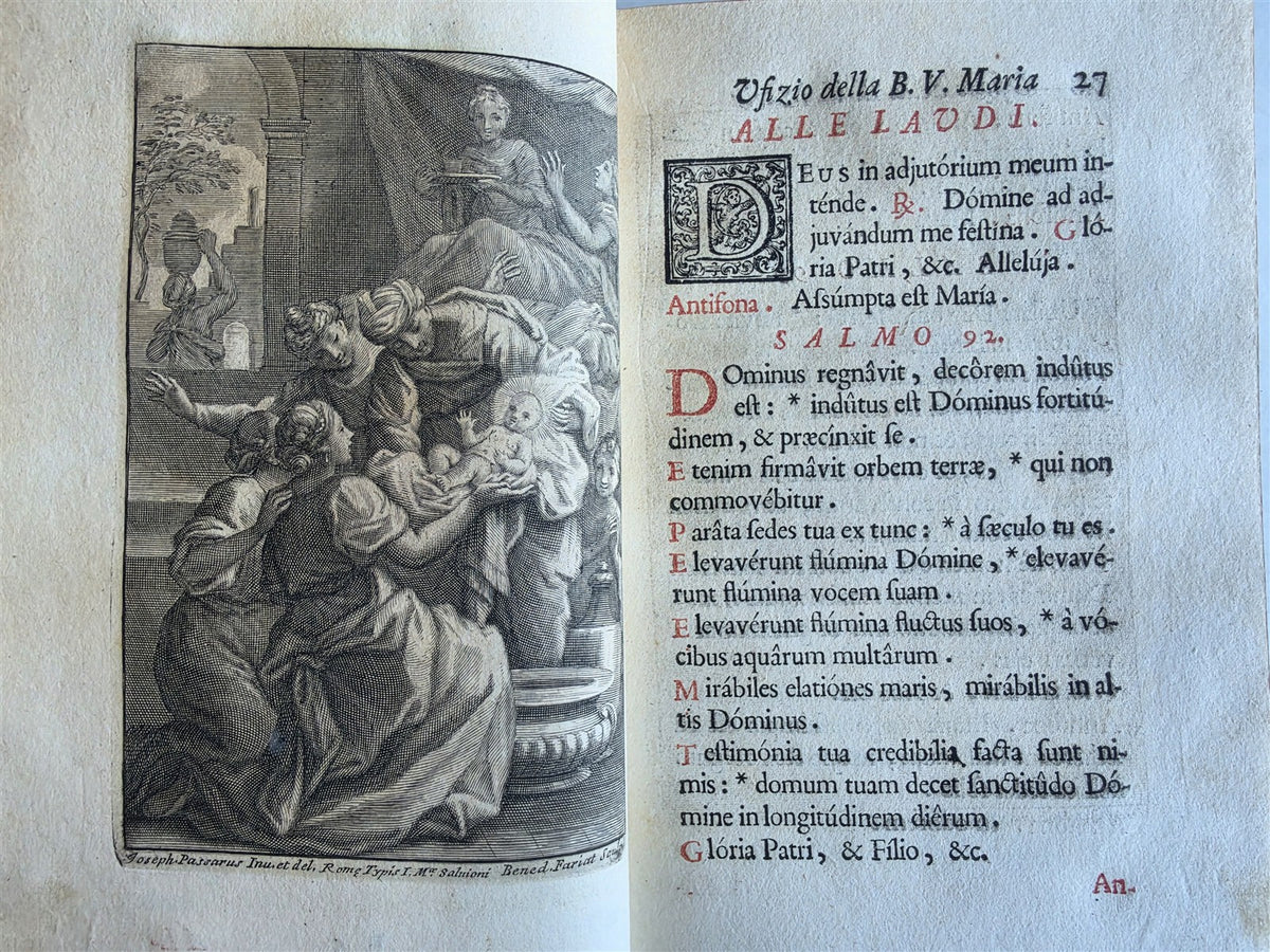 1733 AMAZING VATICAN BINDING w/ SILVER CLASPS illustrated ANTIQUE