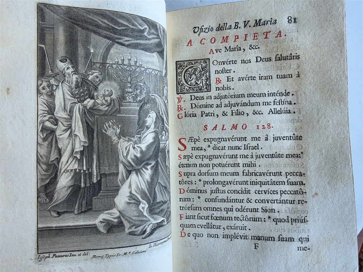 1733 AMAZING VATICAN BINDING w/ SILVER CLASPS illustrated ANTIQUE
