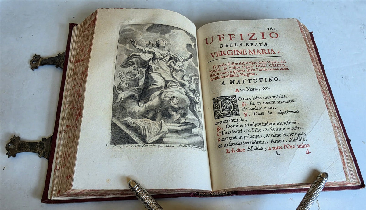 1733 AMAZING VATICAN BINDING w/ SILVER CLASPS illustrated ANTIQUE