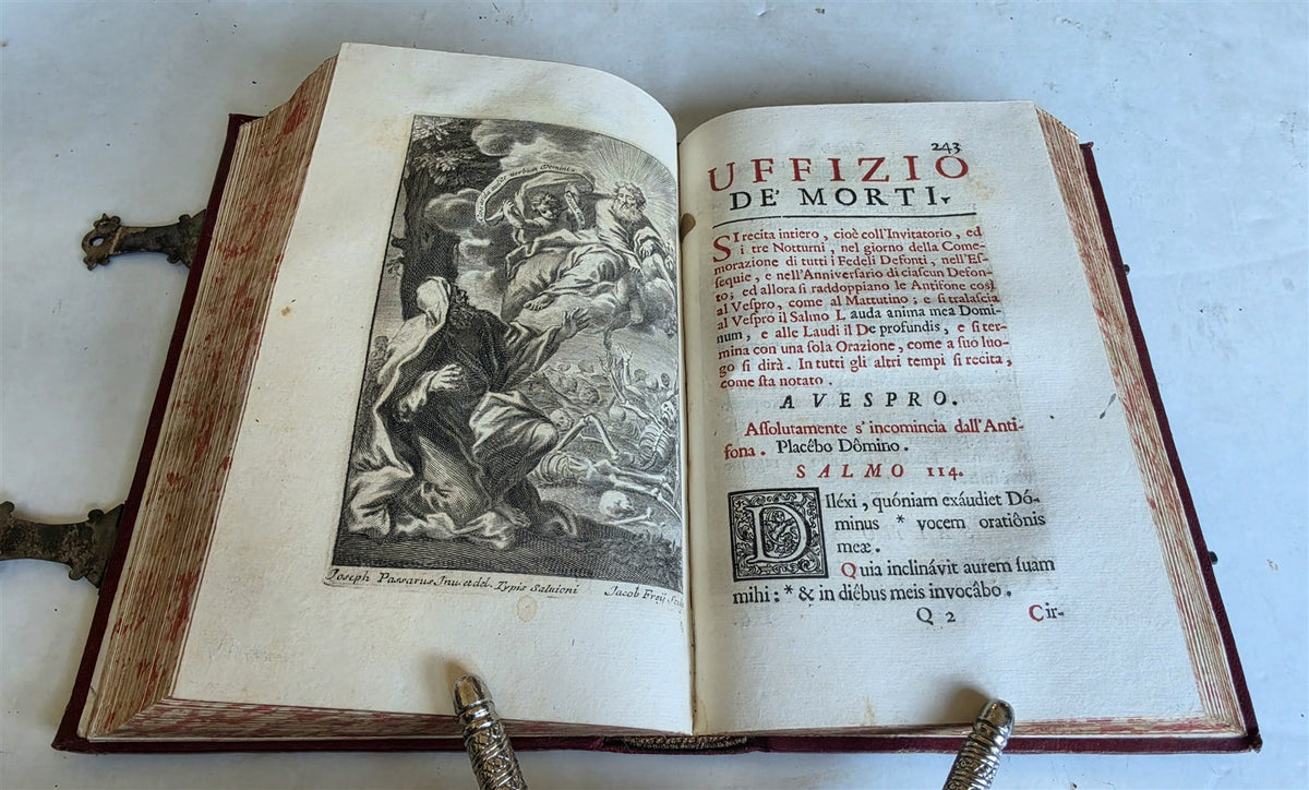 1733 AMAZING VATICAN BINDING w/ SILVER CLASPS illustrated ANTIQUE