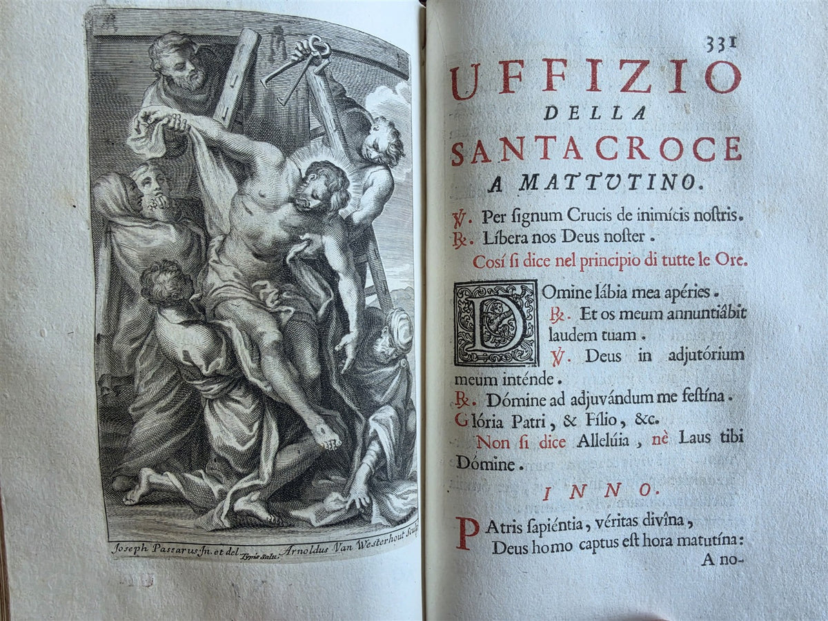 1733 AMAZING VATICAN BINDING w/ SILVER CLASPS illustrated ANTIQUE