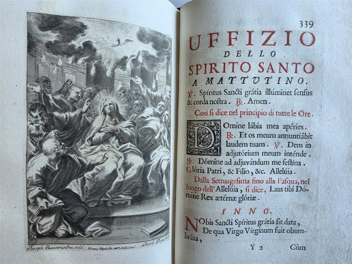 1733 AMAZING VATICAN BINDING w/ SILVER CLASPS illustrated ANTIQUE