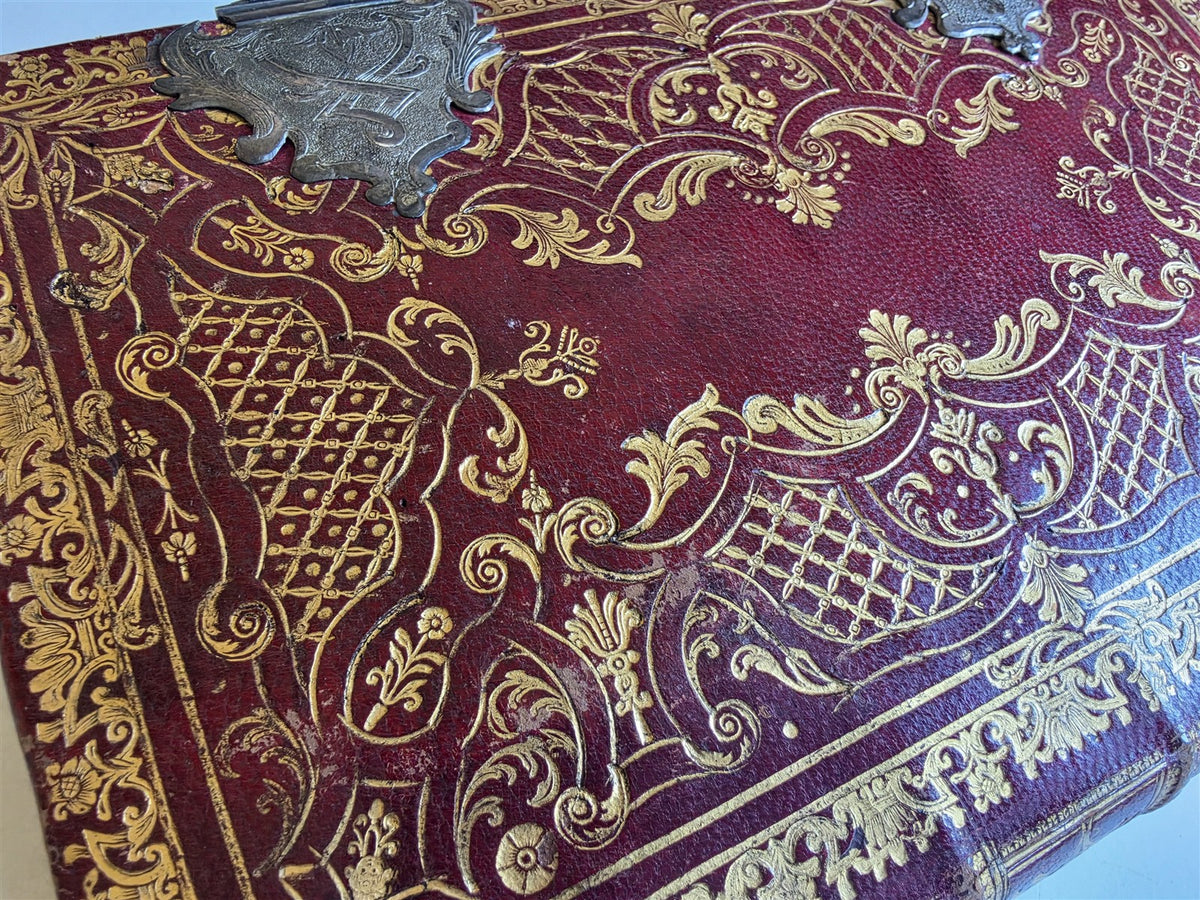 1733 AMAZING VATICAN BINDING w/ SILVER CLASPS illustrated ANTIQUE