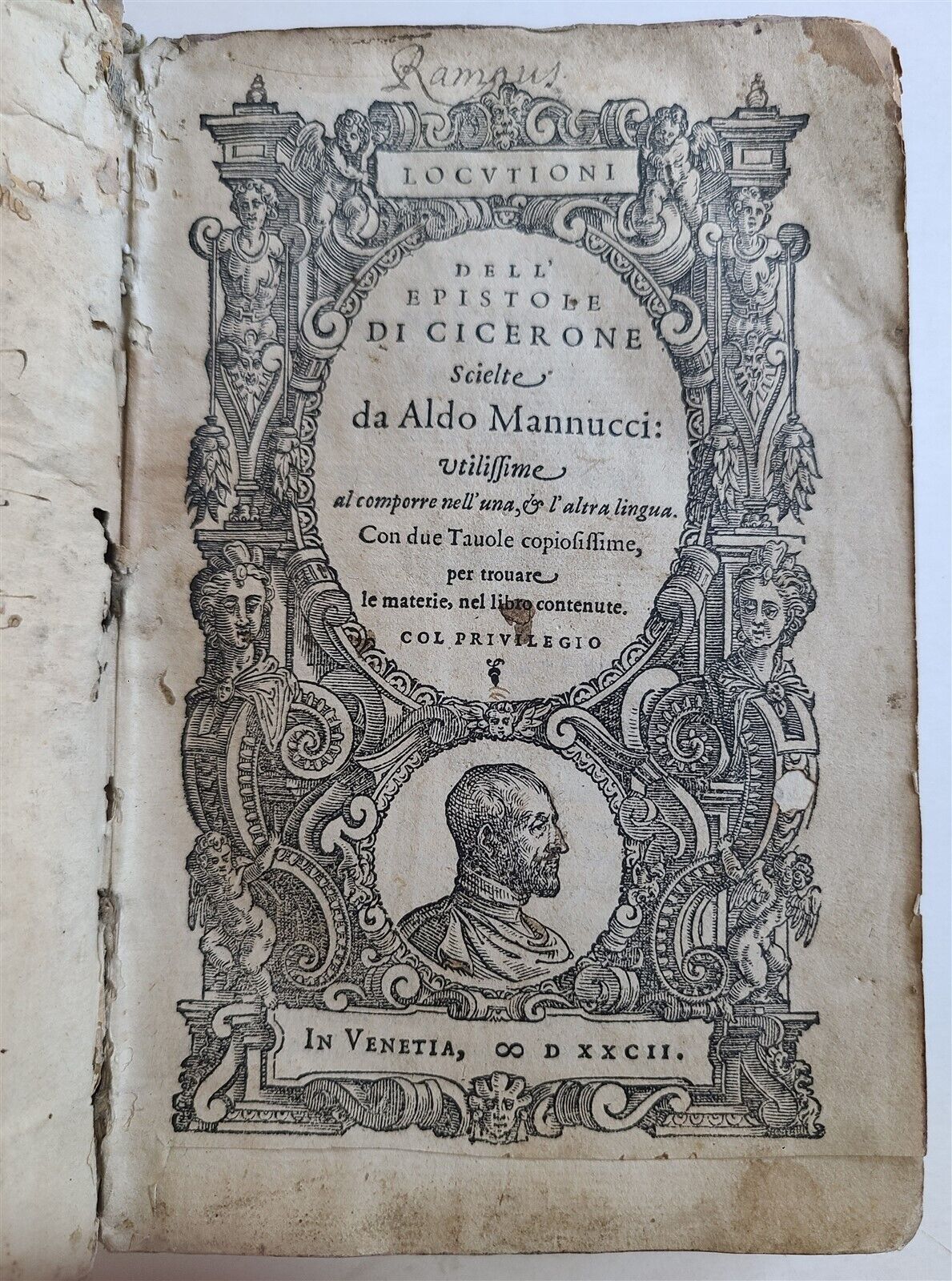 1582 ALDINE PRESS CICERO by Aldus Pius Manutius antique VELLUM 16th CENTURY