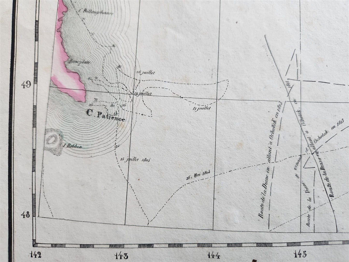 1827 MAP of RUSSIAN ASIA KURIL ISLANDS PARTIE DE LA RUSSIE D'ASIA antique 21x29"