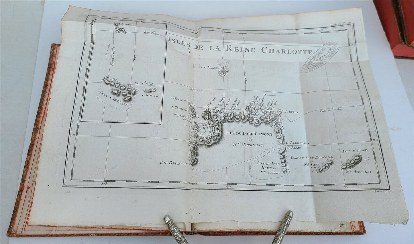 1774 VOYAGES of CAPTAIN COOK 4 vols plus ILLUSTRATED ATLAS antique in FRENCH