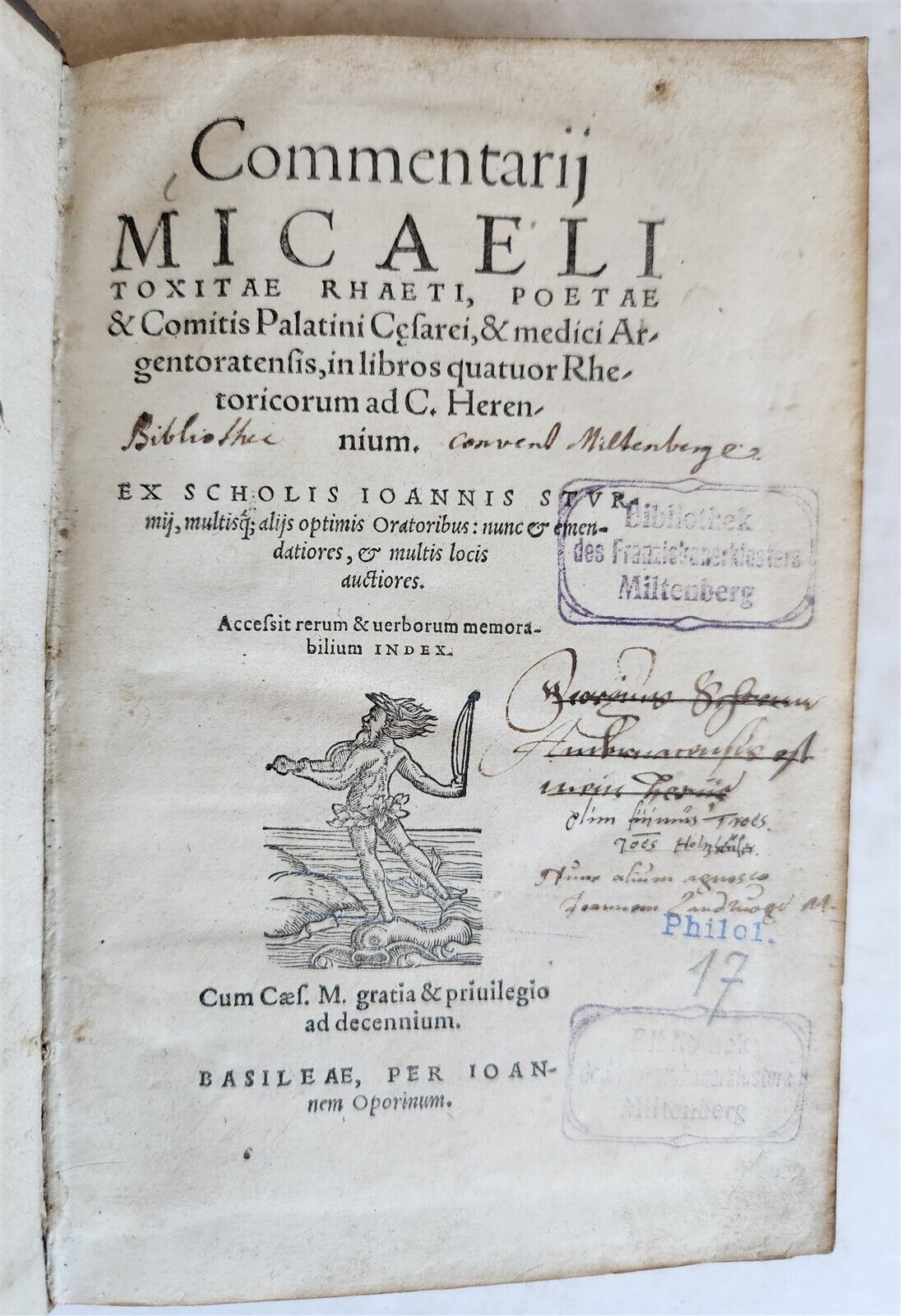 1564 COMMENTARIES by DOCTOR & ALCHEMIST MICHAEL TOXITES antique PIGSKIN 16th C.