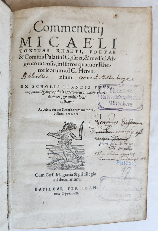 1564 COMMENTARIES by DOCTOR & ALCHEMIST MICHAEL TOXITES antique PIGSKIN 16th C.