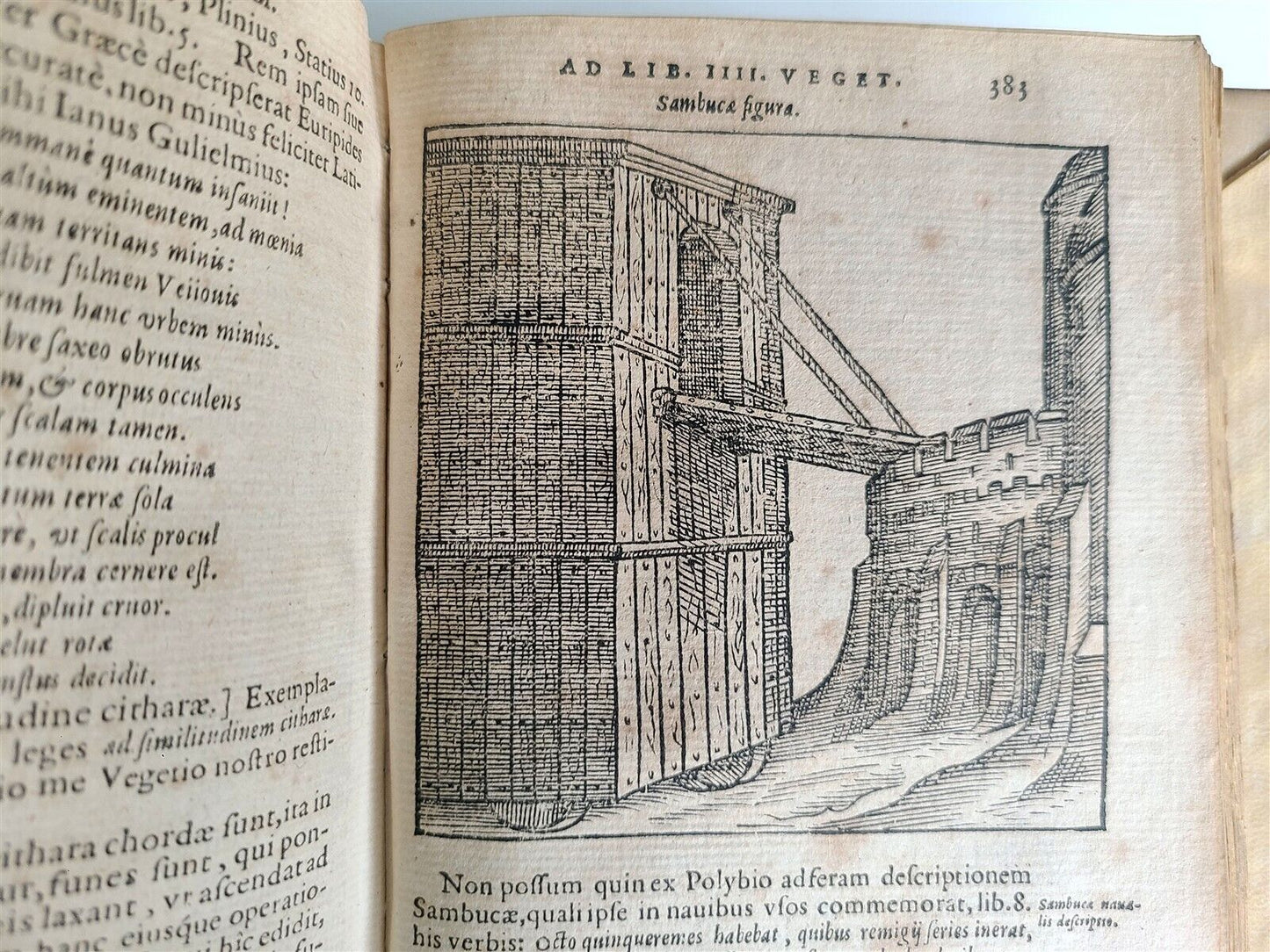 1592 MILITARY HISTORY FULLY ILLUSTRATED antique PLANTIN De re militari libri IV