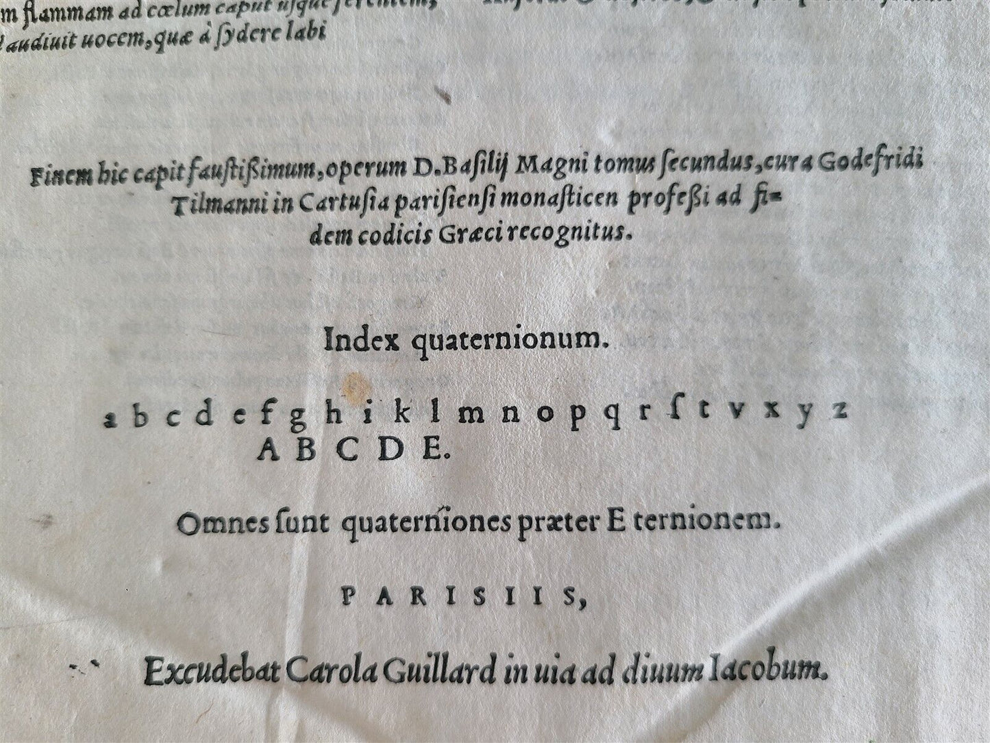 1547 OPERUM D. BASILII MAGNI CAESARIAE CAPPADOCIAE antique ST.BASIL FOLIO 16th C