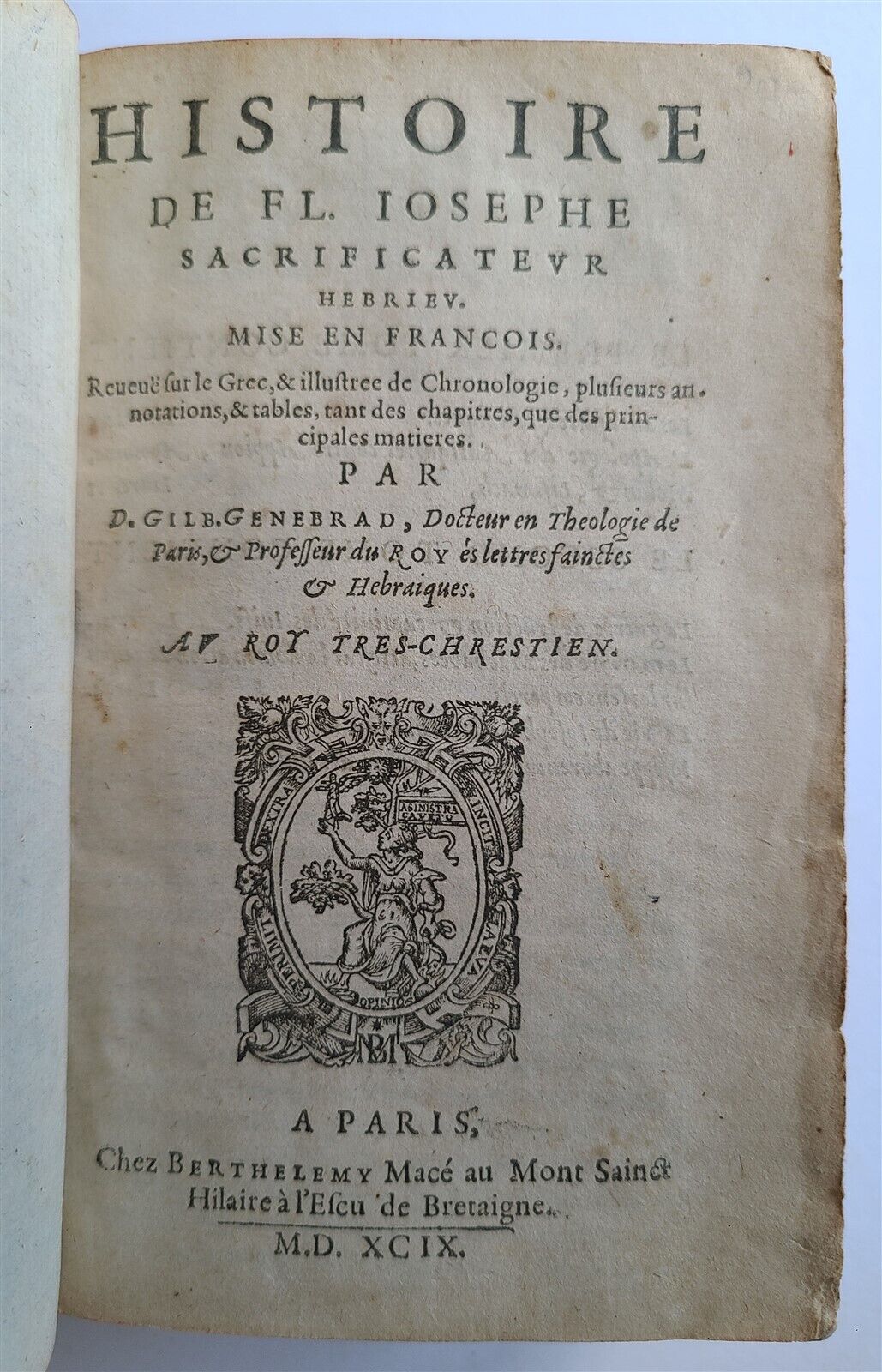 1599 HISTOIRE DE FL. IOSEPHE SACRIFICATEUR antique ILLUSTRATED Judaica 16th CENT