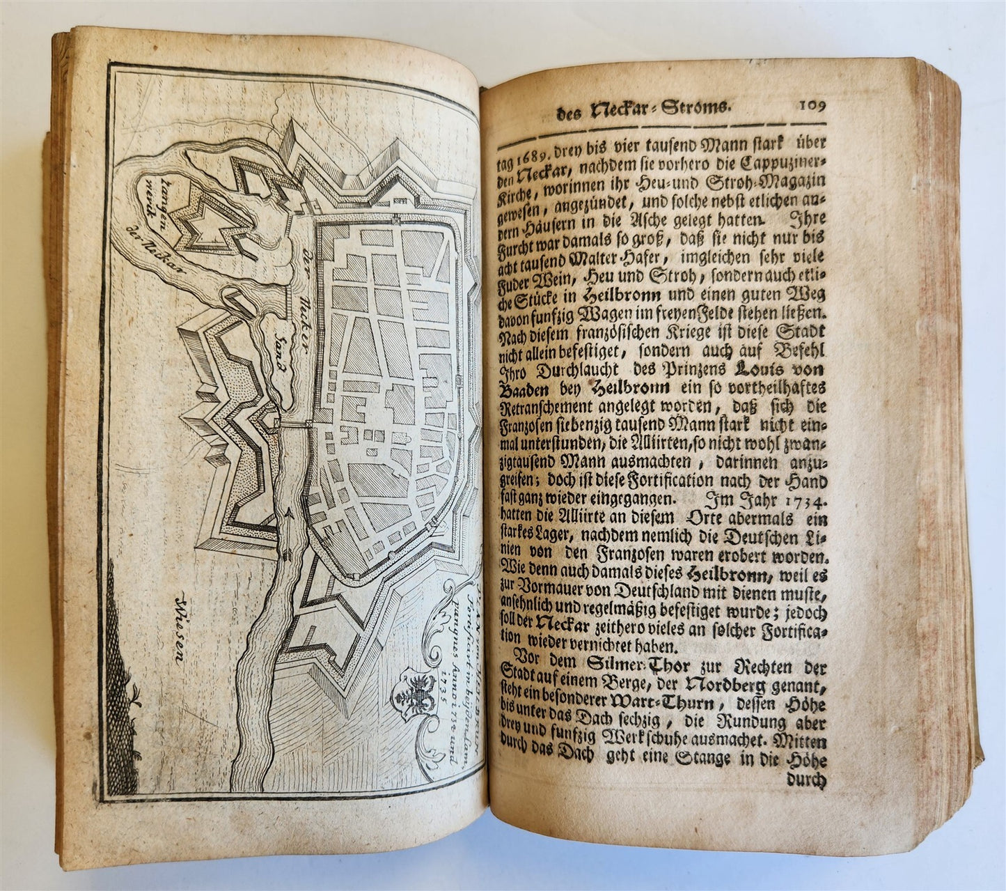 1740 ANTIQUITIES & GEOGRAPHY of GERMAN RIVERS antique ILLUSTRATED