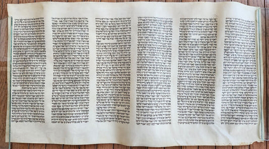 TORAH SCROLL FRAGMENT MANUSCRIPT on VELLUM antique BIBLE GENESIS 43:23 - 48:7