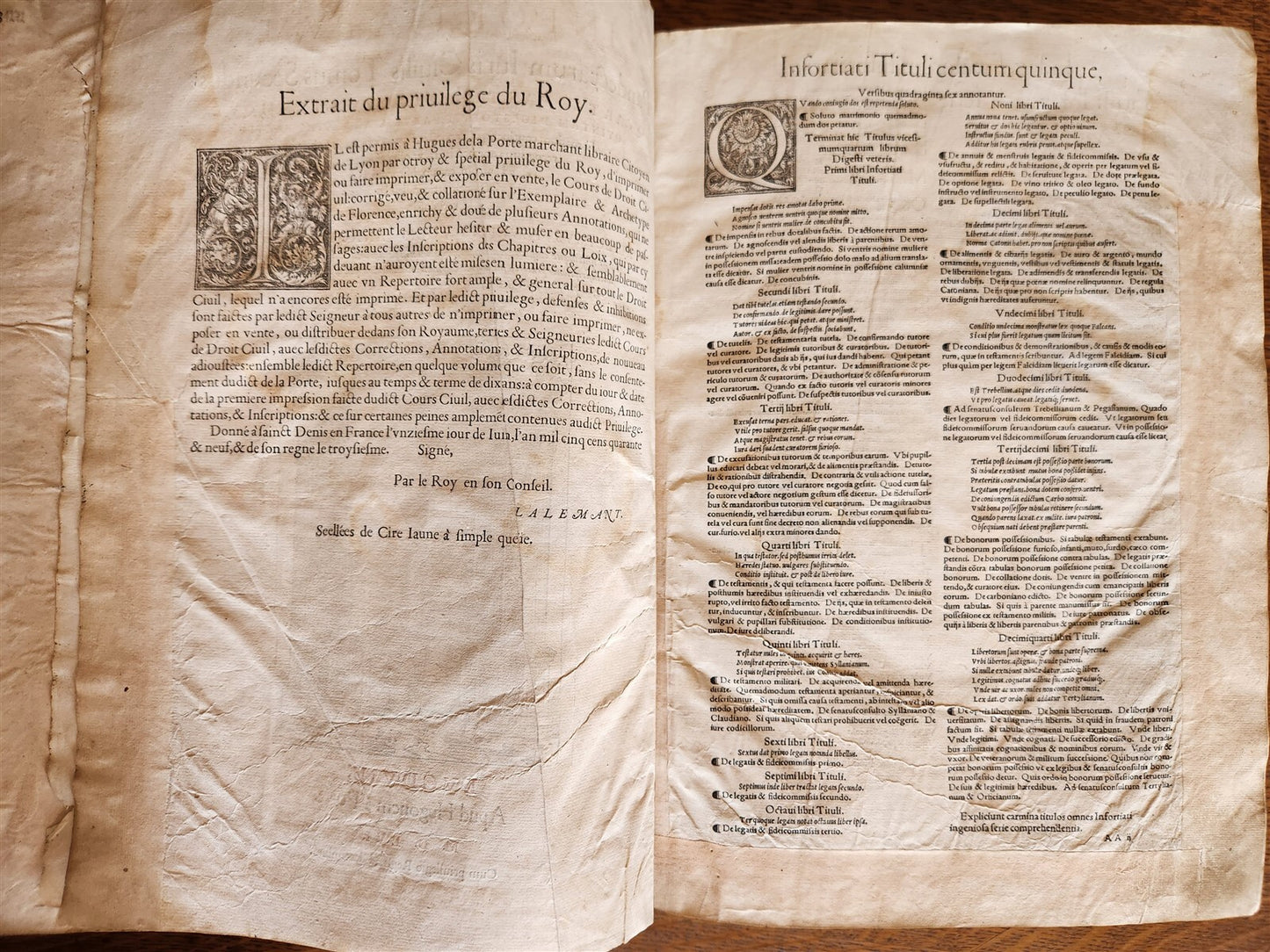 1556 LAW BOOK Corpus Juris Civilis PANDECTARUM antique MASSIVE FOLIO vellum