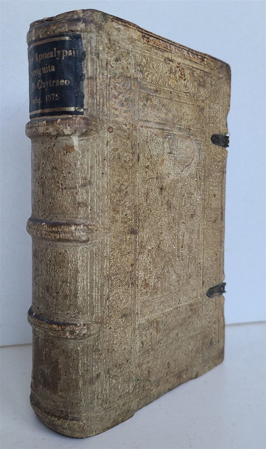 1575 APOCALYPSE COMMENTARY by D. Chytraeus ILLUSTRATED antique pigskin BINDING