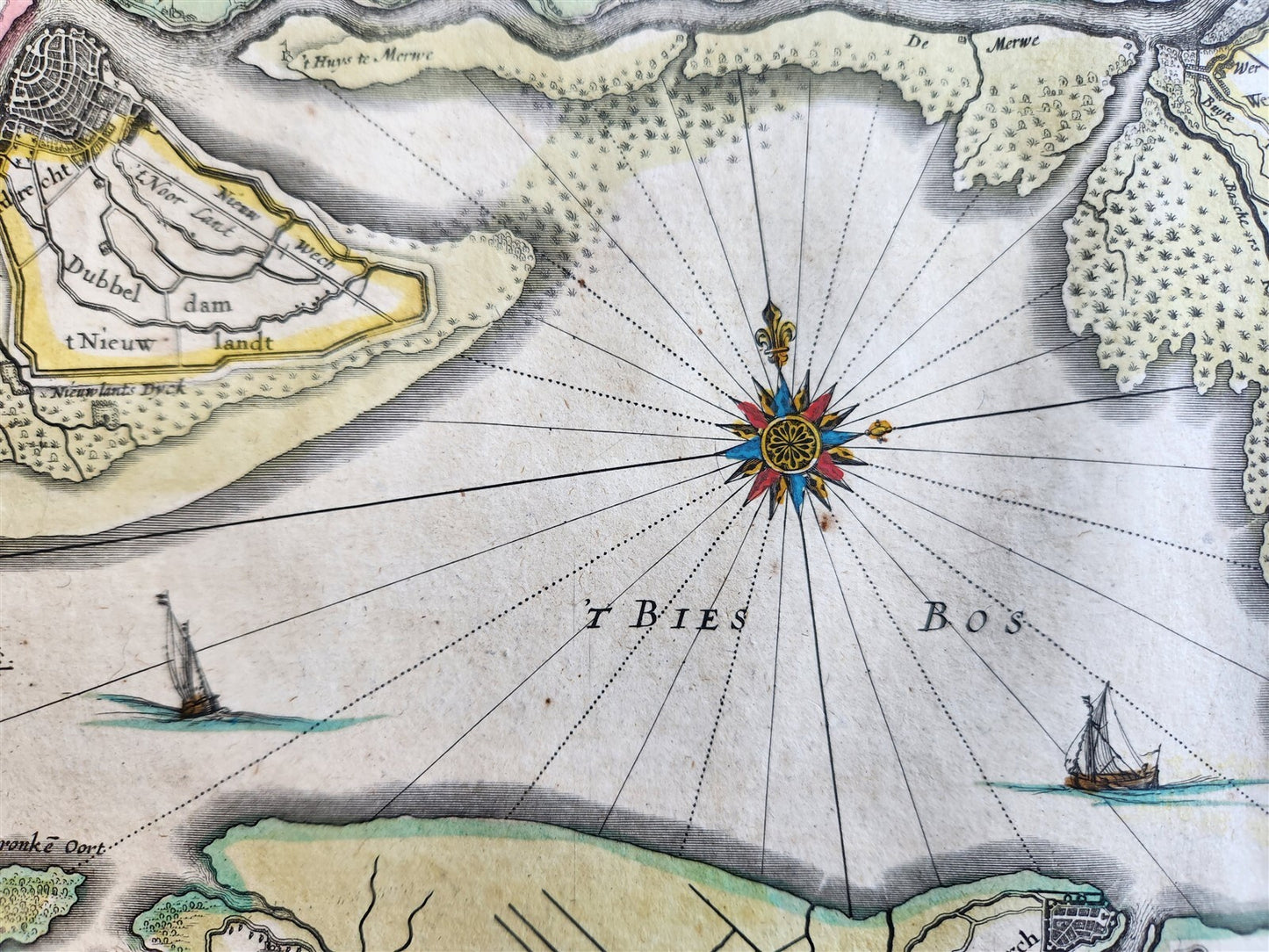 1640 ZVYDHOLLANDIA NETHERLANDS MAP by WILLEM BLAEU antique AUTHENTIC handcolored