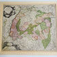 1720s MAP of GERMANY SWABIA by J.B.HOMANN antique AUTHENTIC hand colored