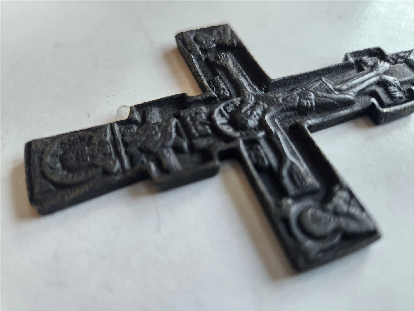 RUSSIAN BRONZE CRUSIFIX ICON 18th-19th CENTURY antique CROSS RARE