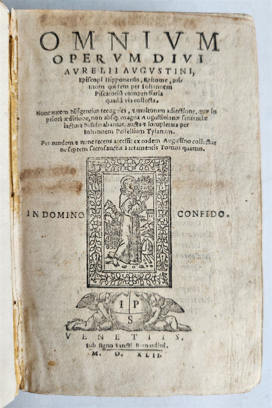 1542 OMNIUM OPERUM DIVI AURELII AUGUSTINI antique VELLUM BOUND 16th CENTURY