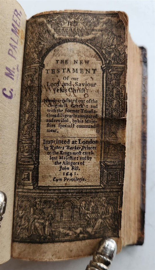 1641 BIBLE in ENGLISH NEW TESTAMENT antique Robert Barker & Assigns of John Bill