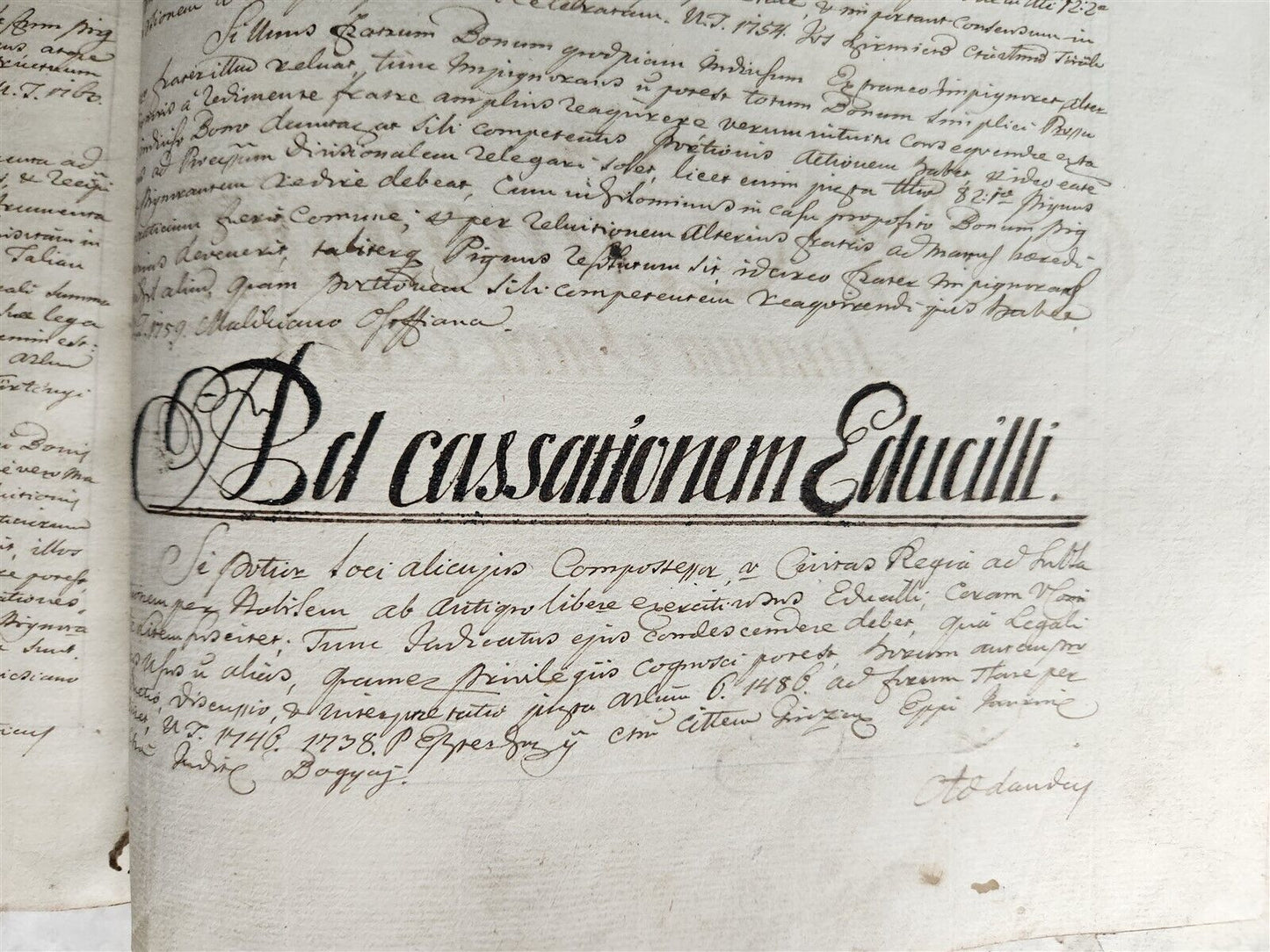 1769 LAW MANUSCRIPT in LATIN antique FOLIO 200 pages COURT DECISIONS